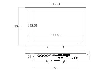 ADTECHNO 15.6インチ 液晶ディスプレイ SH1560S 寸法図