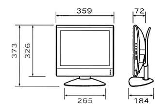 SHARP 15インチ 液晶テレビ LL-M15X1 寸法図