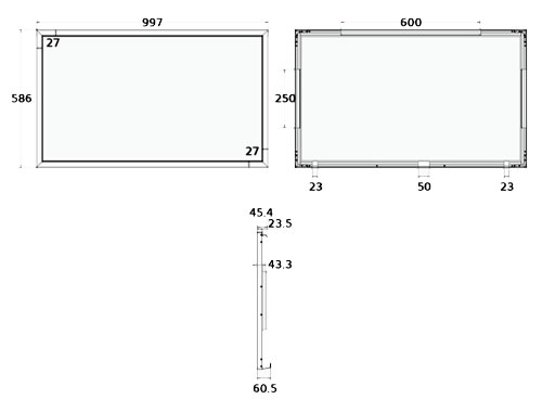 LG 43SM用タッチオーバーレイ KT-T430 寸法図